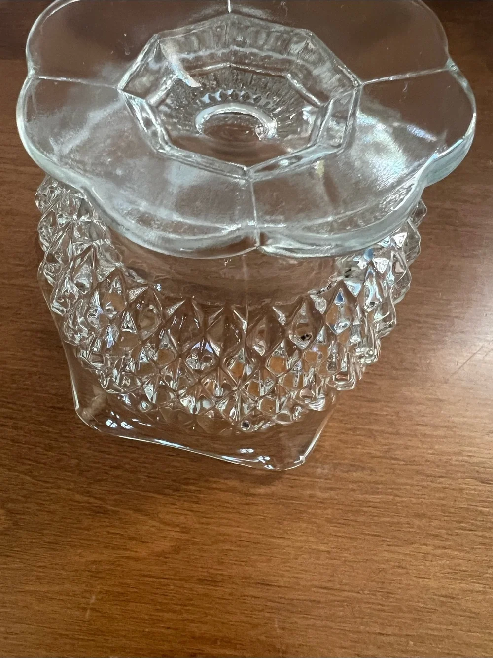 Indiana Glass Clear Diamond Pattern Candle Bowl